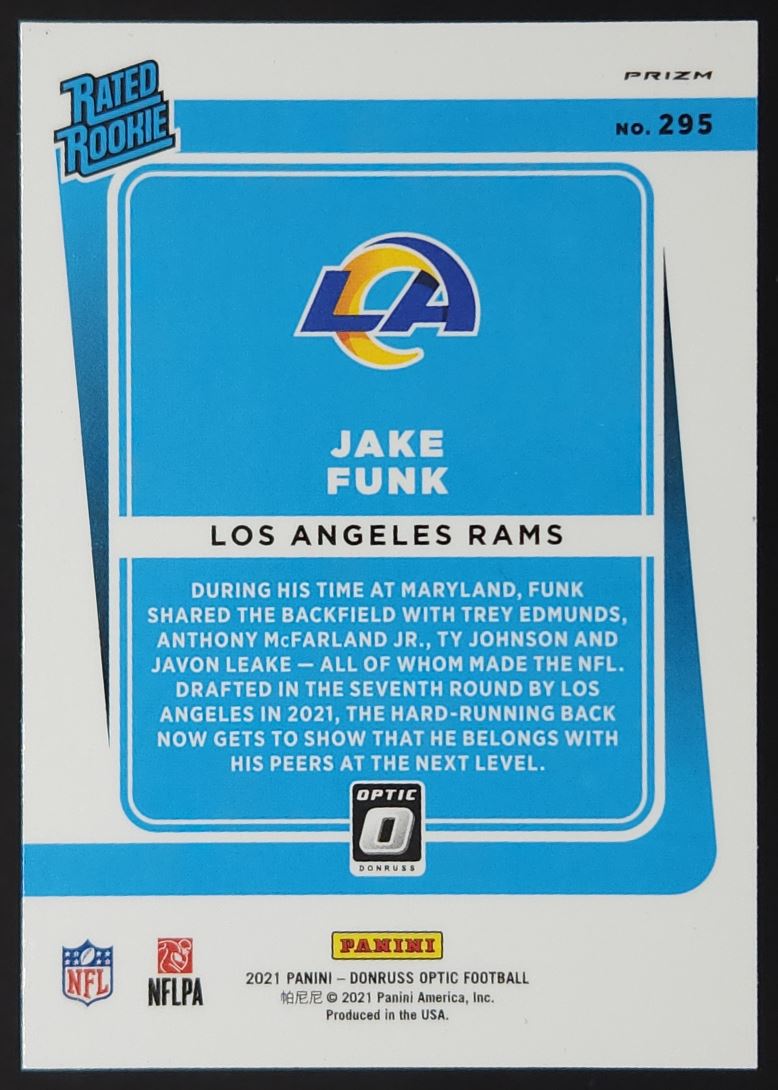 Jake Funk Bronze Prizm 2021 Donruss Optic Rookie Card # 295