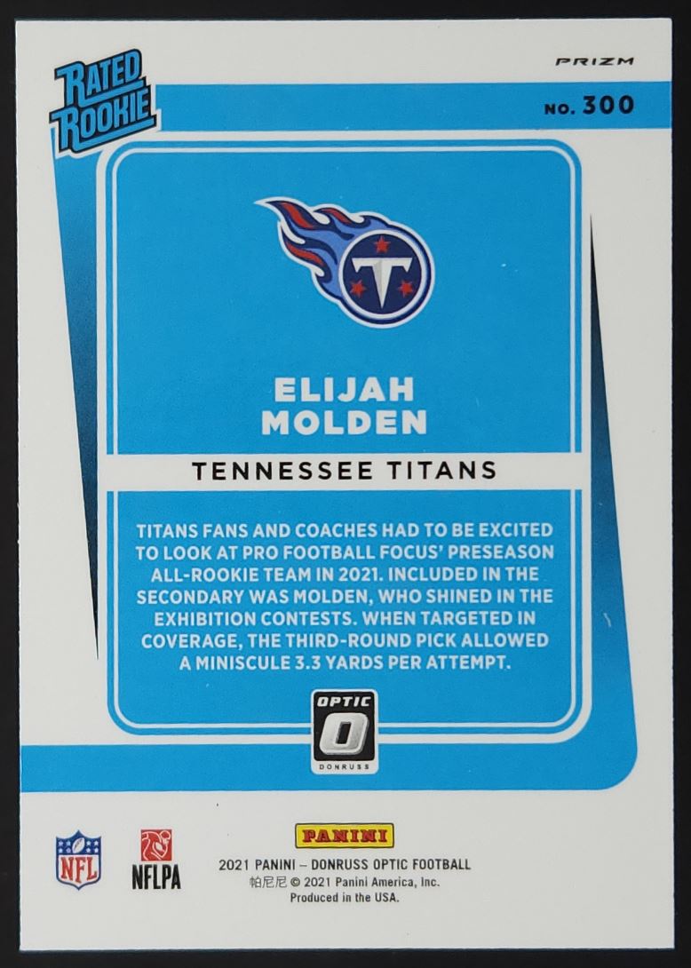 Elijah Molden Bronze Prizm 2021 Donruss Optic Rookie Card # 300