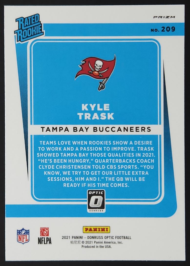 Kyle Trask Silver Prizm 2021 Donruss Optic Rookie Card # 209