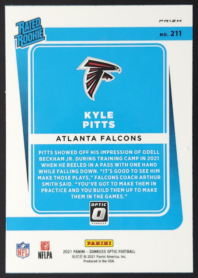 Kyle Pitts Silver Prizm 2021 Donruss Optic Rookie Card # 211