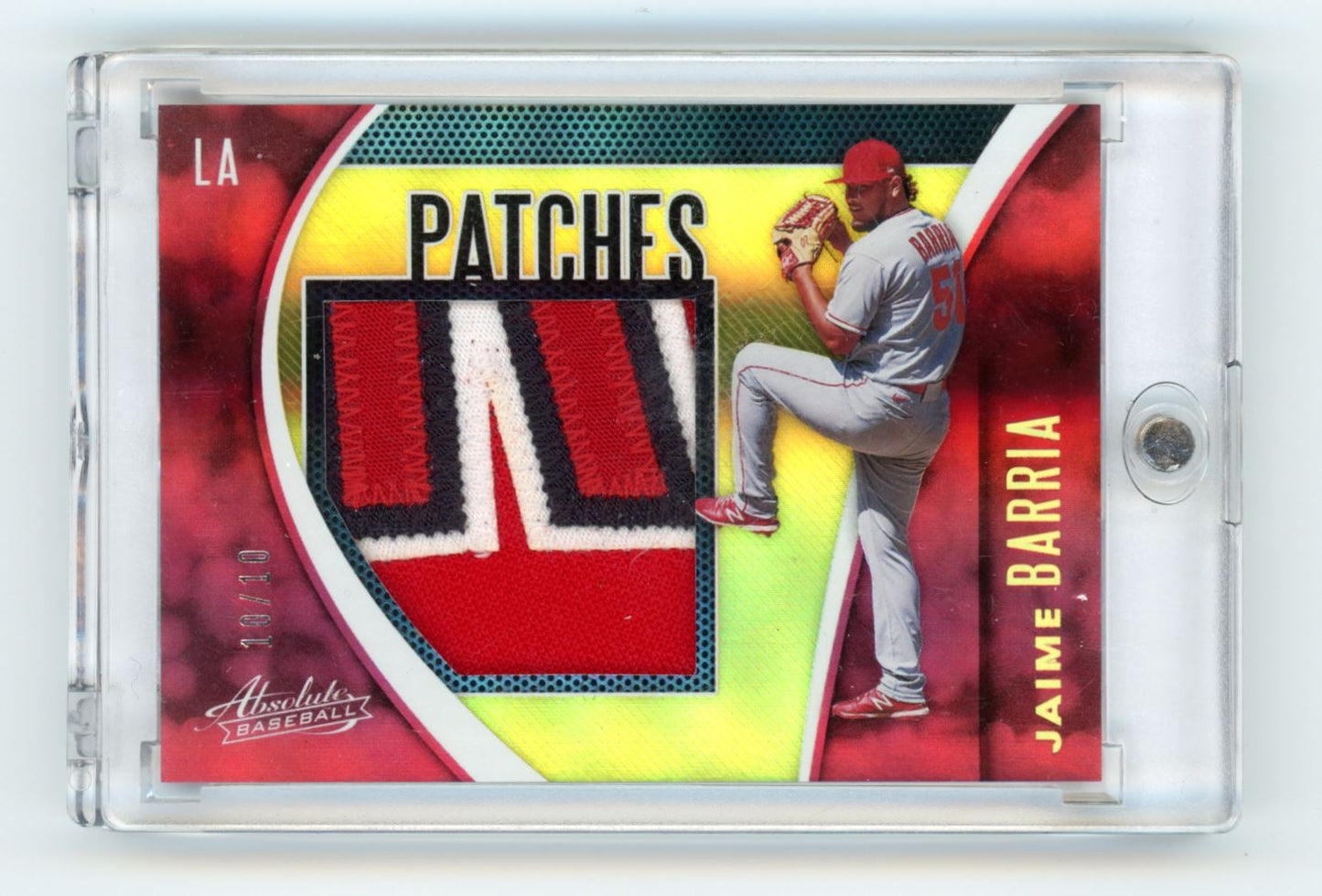Jaime Barria Patch 10/10 2021 Panini Absolute Patches Spectrum Gold Card # PAT-JB