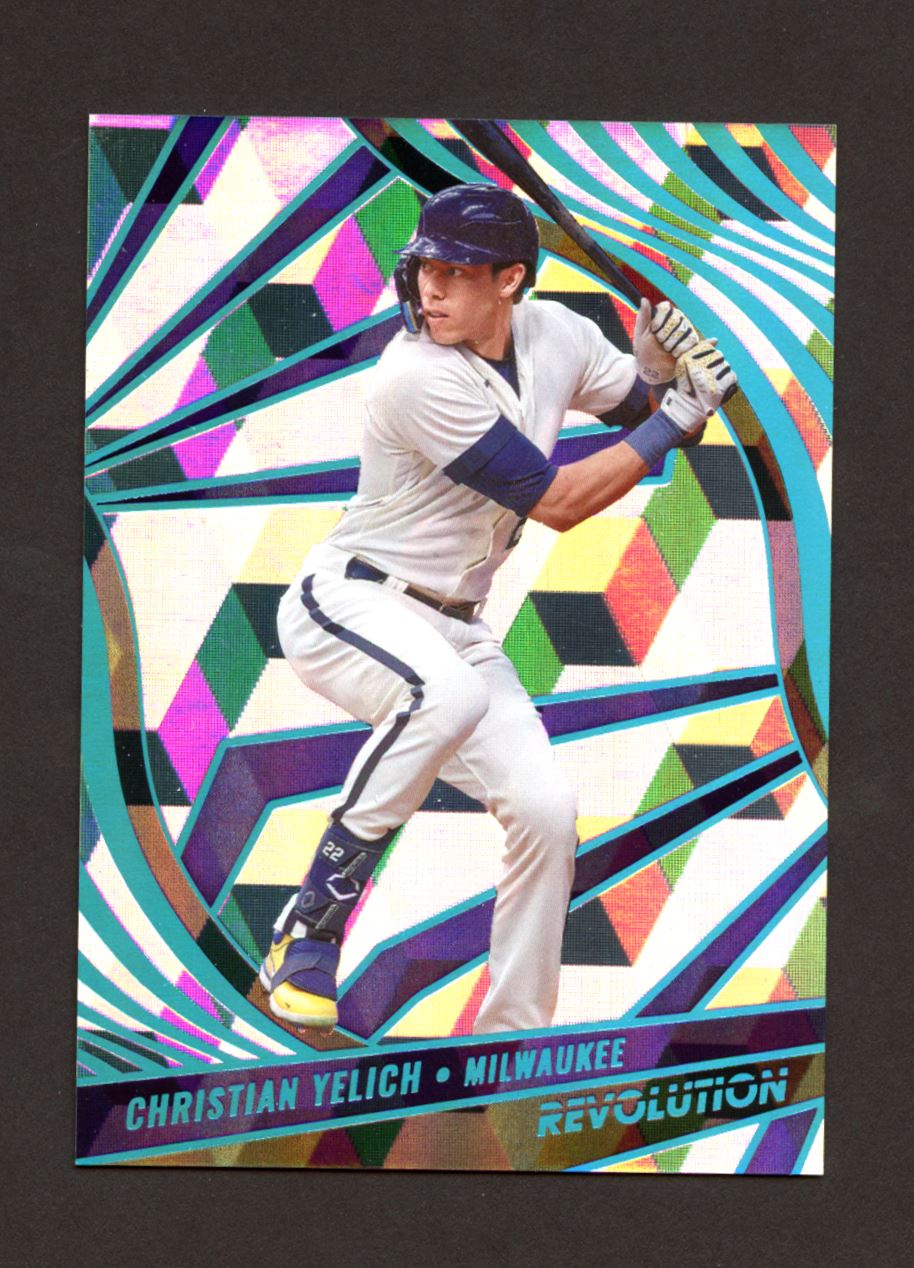 Christian Yelich Cubic Cracked Ice 09/25 2021 Panini Chronicles Revolution Card # 22