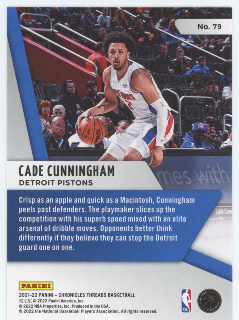 Cade Cunningham Green Threads 2021 Panini Chronicles Rookie Card # 79