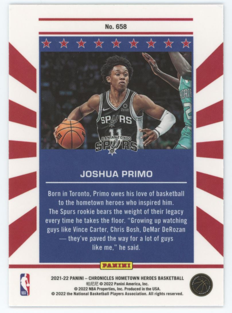 Joshua Primo Hometown Heros 2021 Panini Chronicles Rookie Card # 658