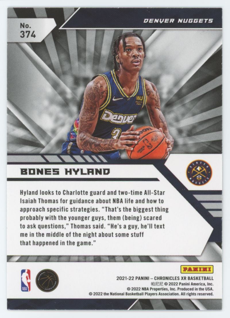 Bones Hyland XR 2021 Panini Chronicles Rookie Card # 374