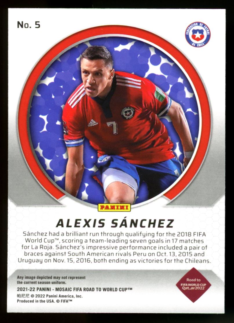 Alexis Sanchez 2021 Panini Mosaic Road to FIFA World Cup International Men of Mastery Card # 5