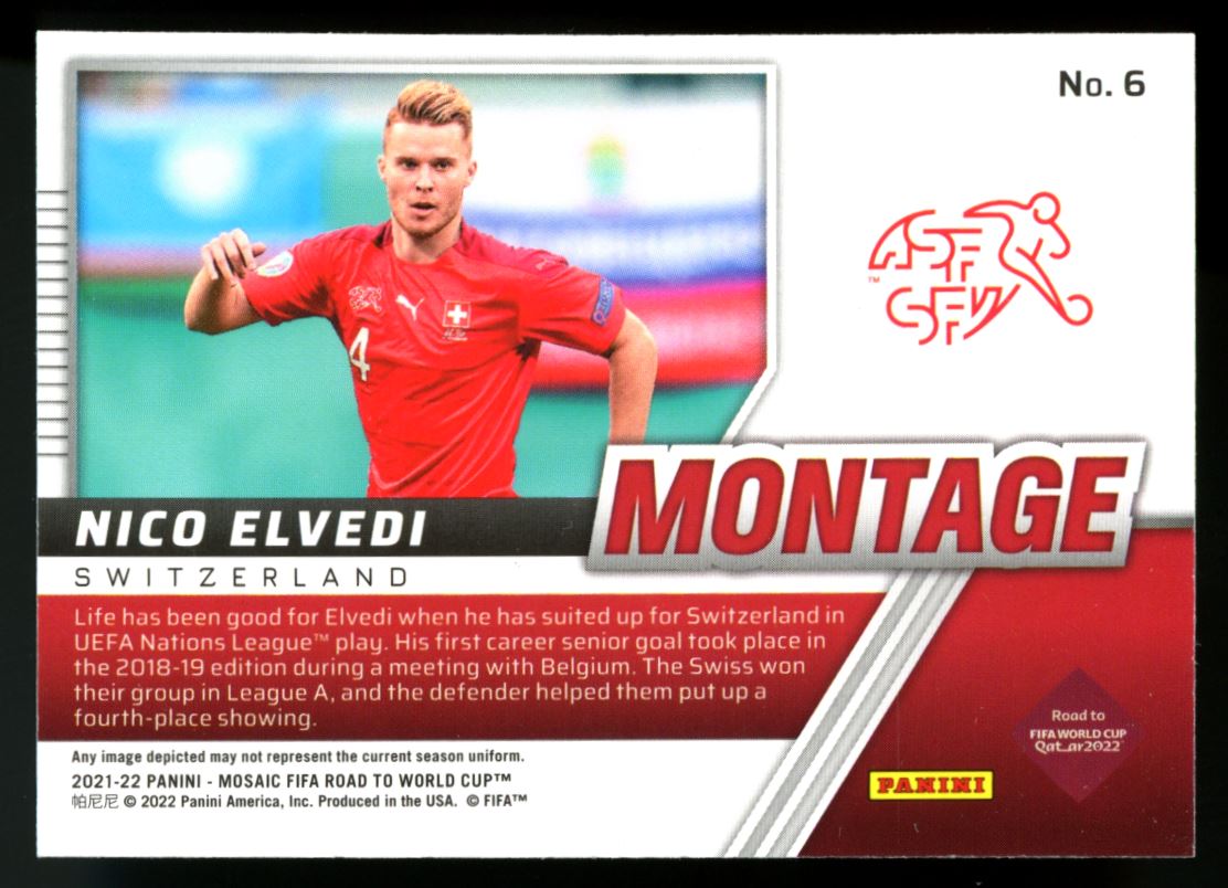 Nico Elvedi 2021 Panini Mosaic Road to FIFA World Cup Montage Card # 6