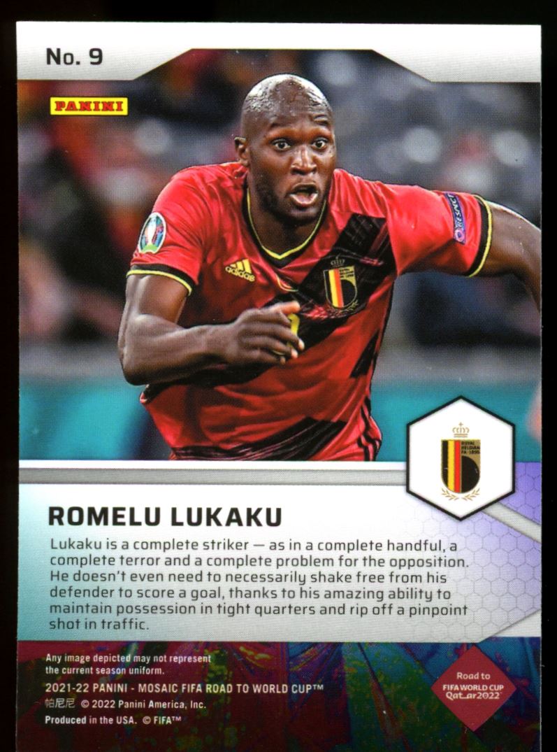 Romelu Lukaku 2021 Panini Mosaic Road to FIFA World Cup Pitch Masters Card # 9