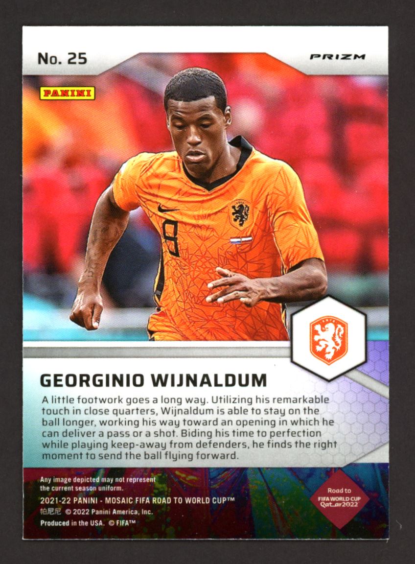 Georginio Wijnaldum Mosaic Prizm 2021 Panini Mosaic Road to FIFA World Cup Pitch Masters Card # 25