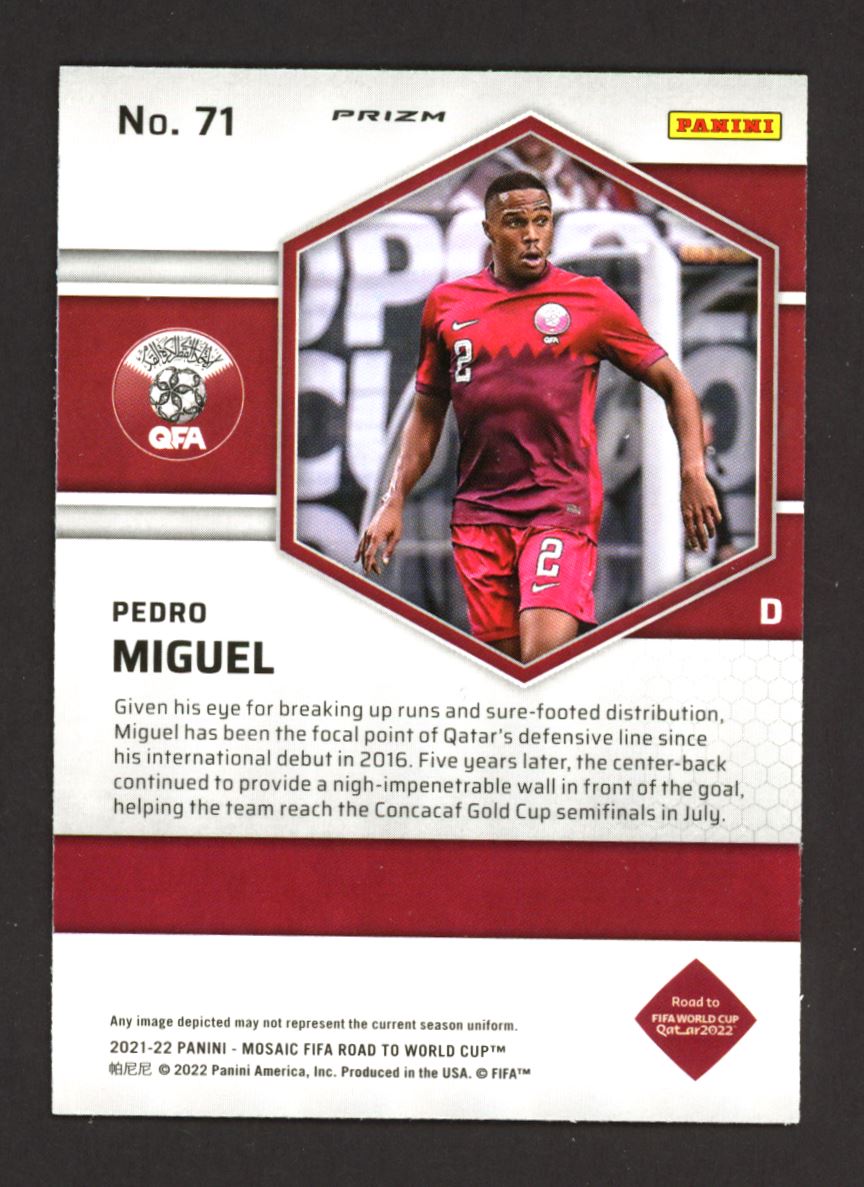 Pedro Miguel Mosaic Prizm 2021 Panini Mosaic Road to FIFA World Cup Red Rookie Card # 71