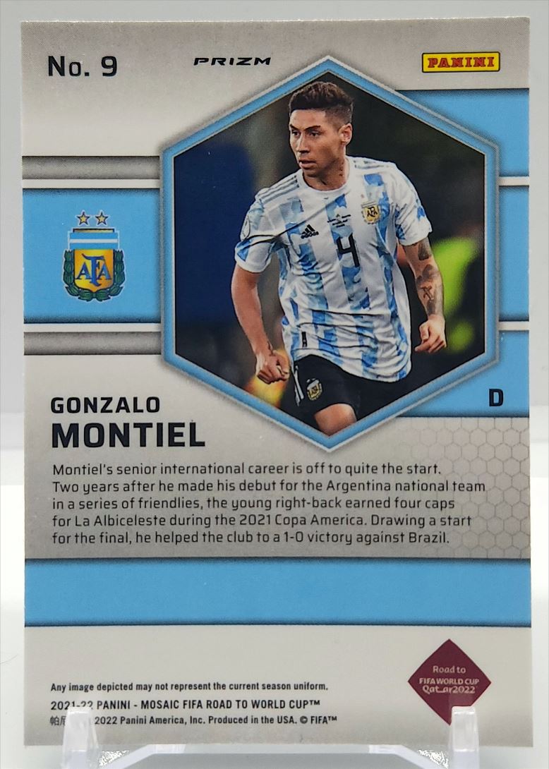 Gonzalo Montiel Silver Prizm 2021 Panini Mosaic Road to FIFA World Cup Rookie Card # 9