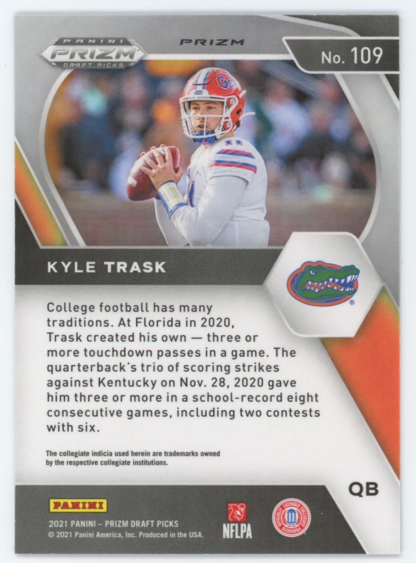Kyle Trask Prizms Green 2021 Panini Prizm Draft Picks Collegiate Rookie Card # 109