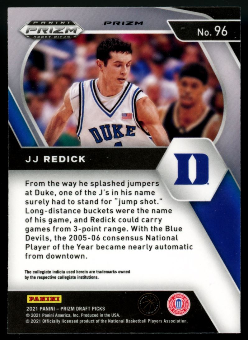 JJ Redick Silver Prizm 2021 Panini Prizm Draft Picks Card # 96