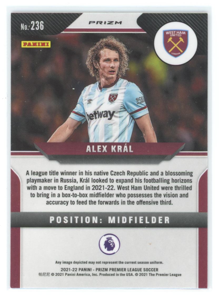 Alex Kral Pink Prizm 2021 Panini Prizm Premier Leauge Card # 236