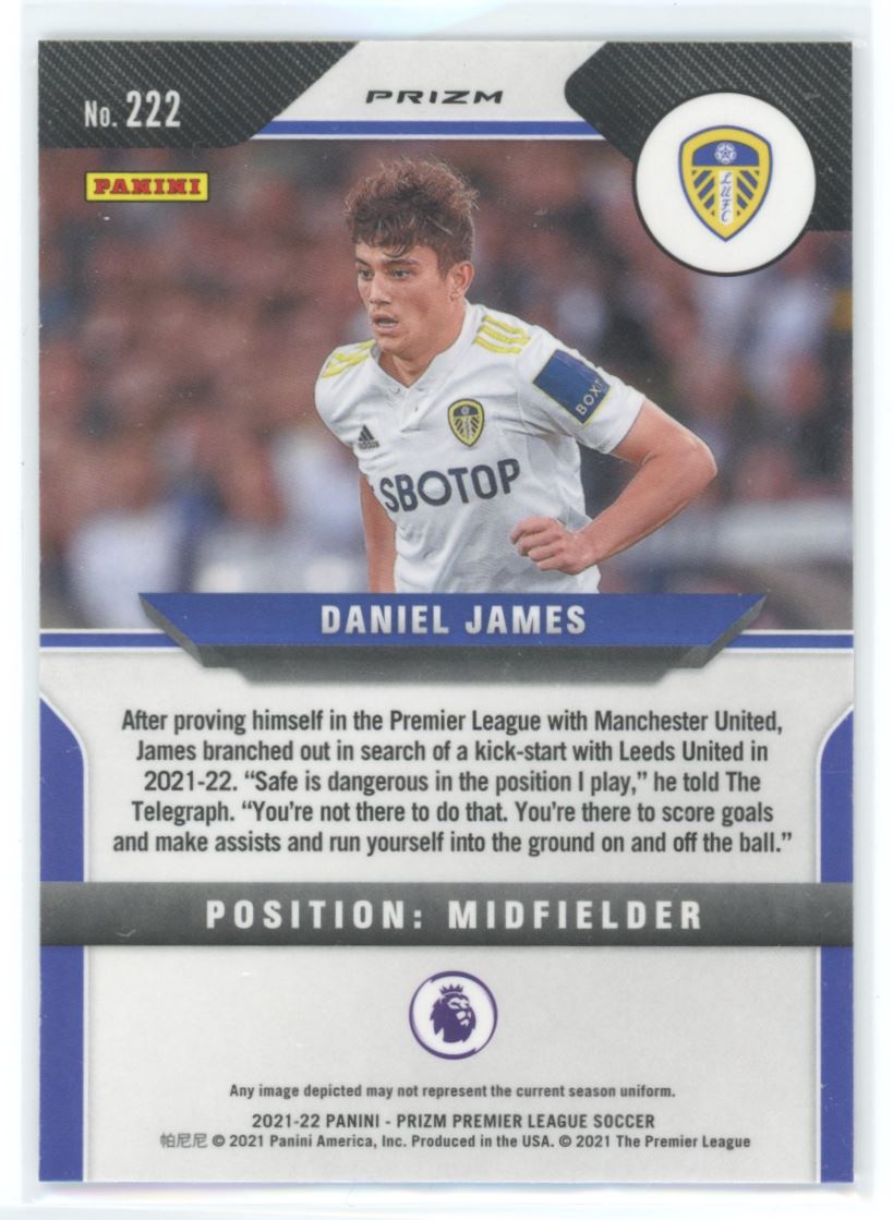 Daniel James Silver Prizm 2021 Panini Prizm Premier Leauge Card # 222