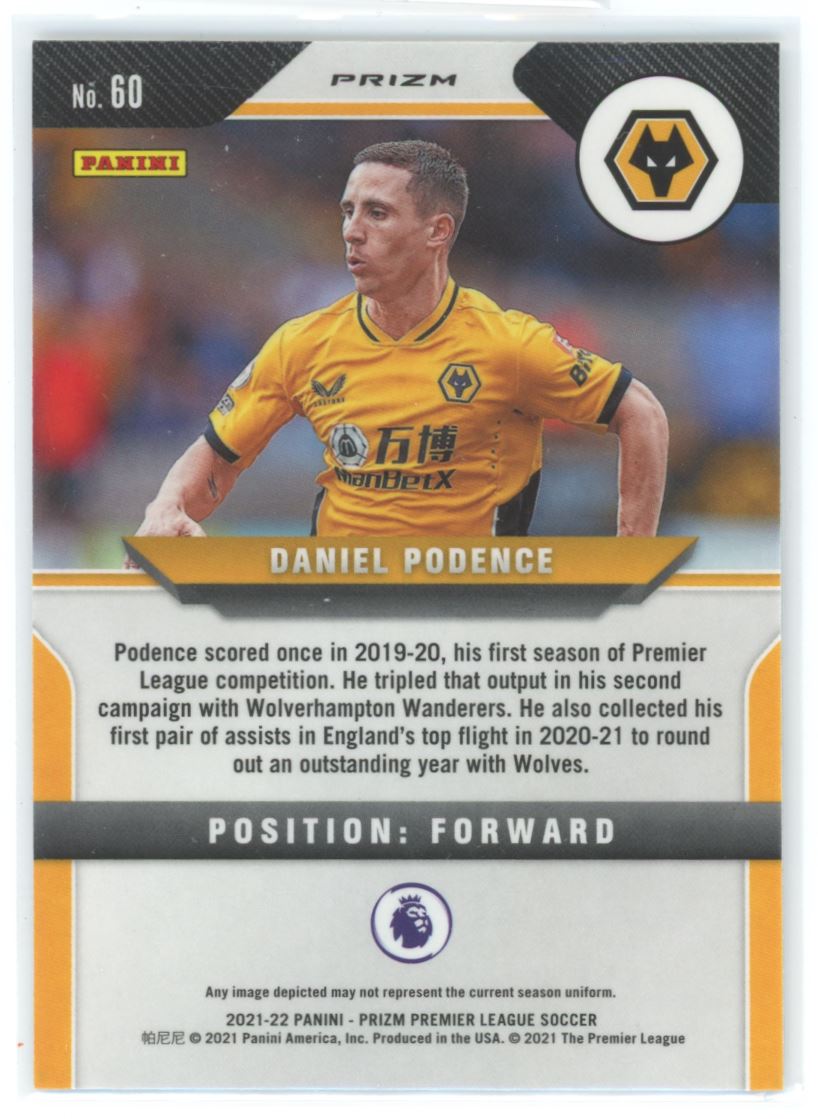 Daniel Podence Silver Prizm 2021 Panini Prizm Premier Leauge Card # 60