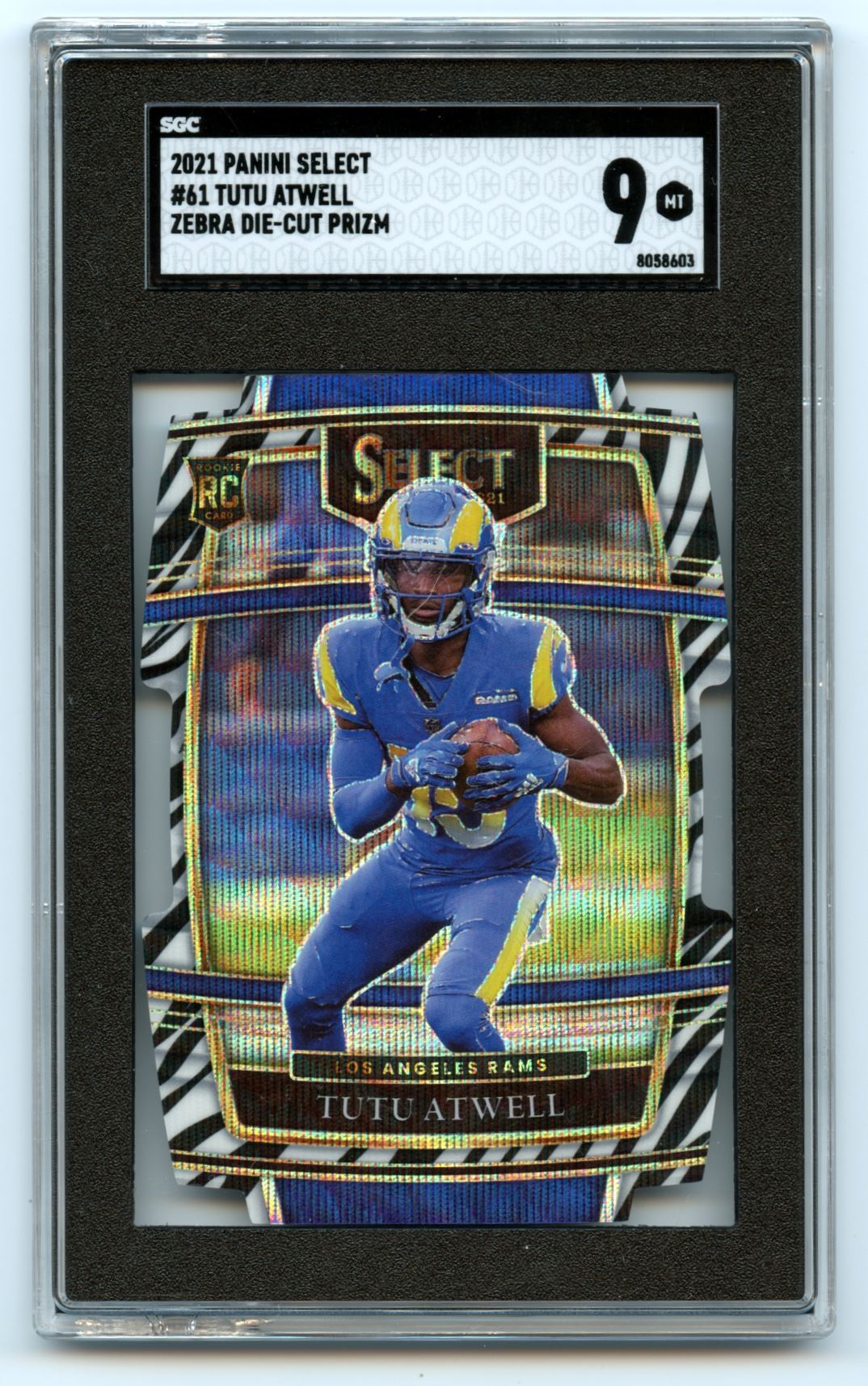 SCG 9 Tutu Atwell 2021 Panini Select Zebra Prizm Die-Cut Rookie Card # 61