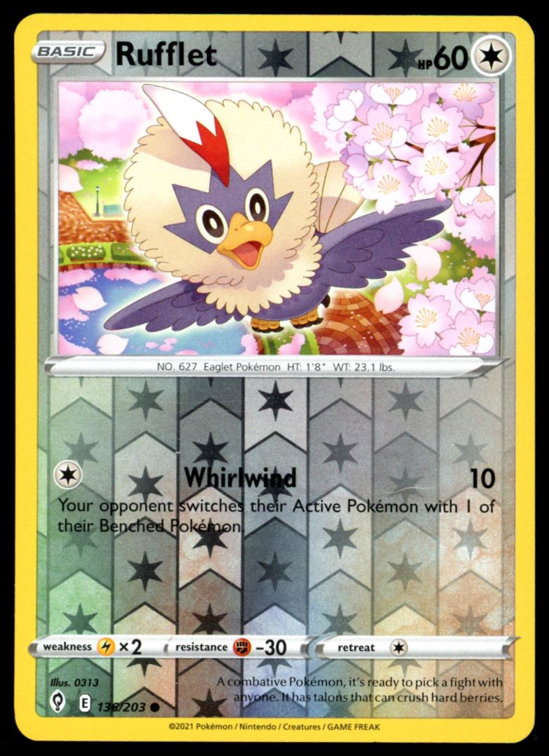 Rufflet Common Reverse Holo 2021 Sword & Shield - Evolving Skies Card # 136/203