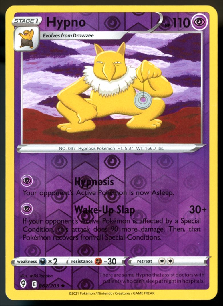 Hypno Uncommon Reverse Holo 2021 Sword & Shield - Evolving Skies Card VTC Hypno Uncommon Reverse Holo 2021 Sword & Shield - Evolving Skies Card VTC