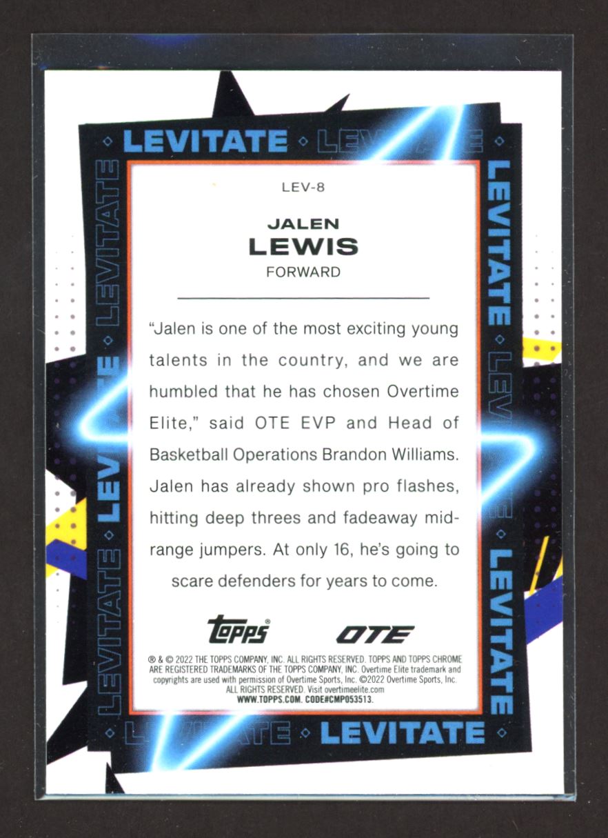 Jalen Lewis 2021 Topps Chrome OTE Levitate Card # LEV-8
