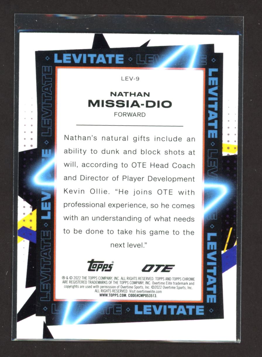 Nathan Missia-Dio 2021 Topps Chrome OTE Levitate Card # LEV-9