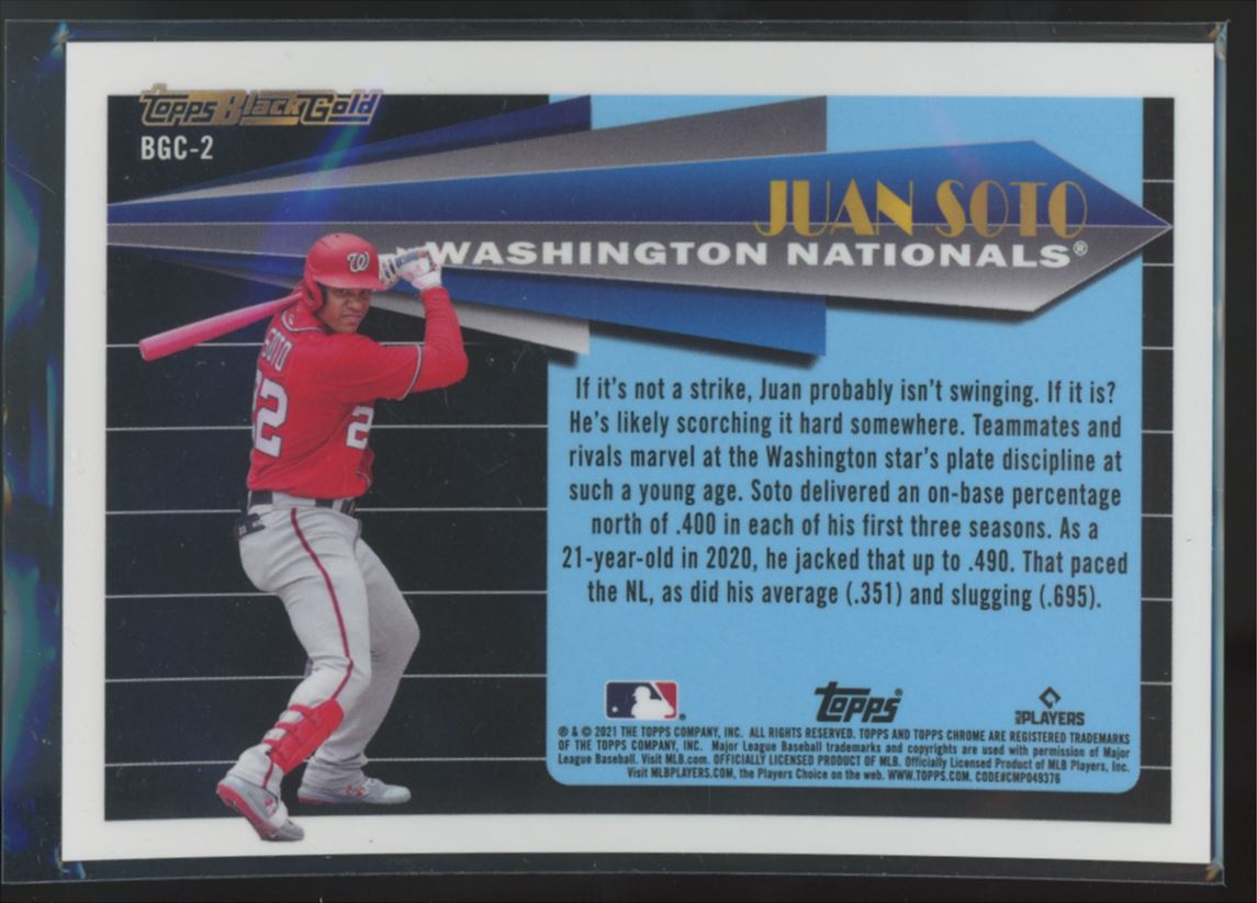 Juan Soto 2021 Topps Chrome Update Black Gold Card # BGC-2