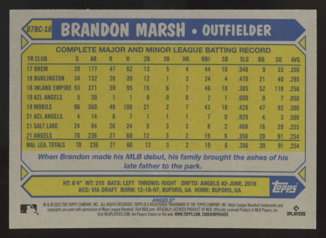 Brandon Marsh 2021 Topps Chrome Rookie Card # 87BC-18