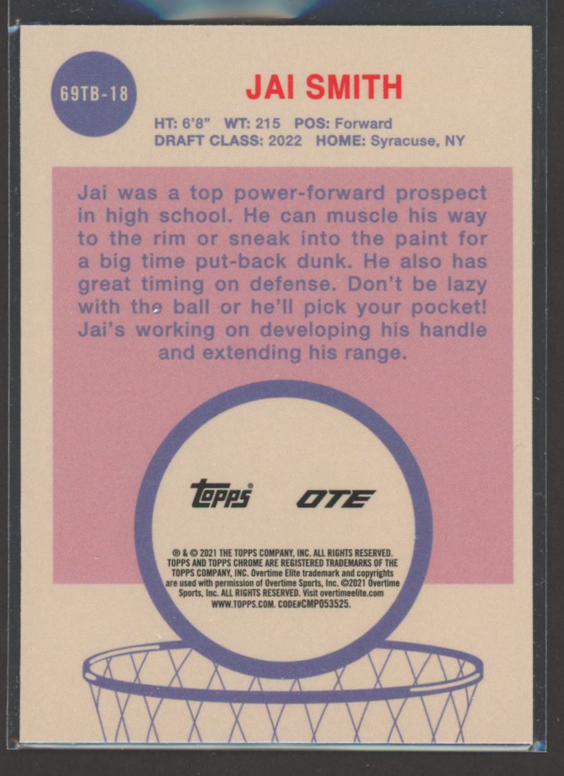 Jai Smith 2021 Topps Now Overtime Elite Card # 69TB-18