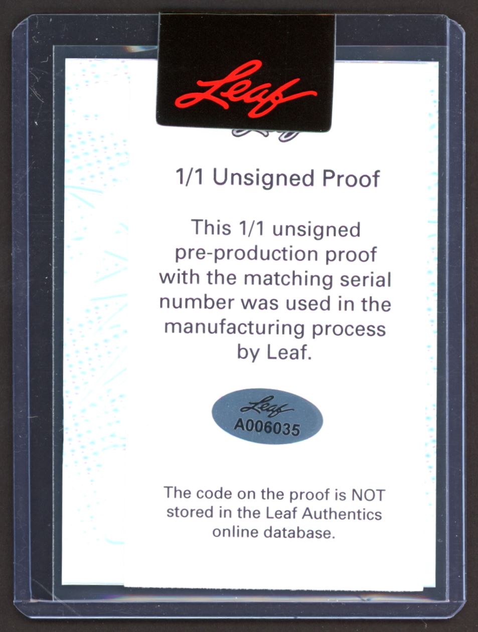 Jabril Cox 1/1 Unsigned Proof 2022 Leaf Valiant Here Comes the Boom Card #