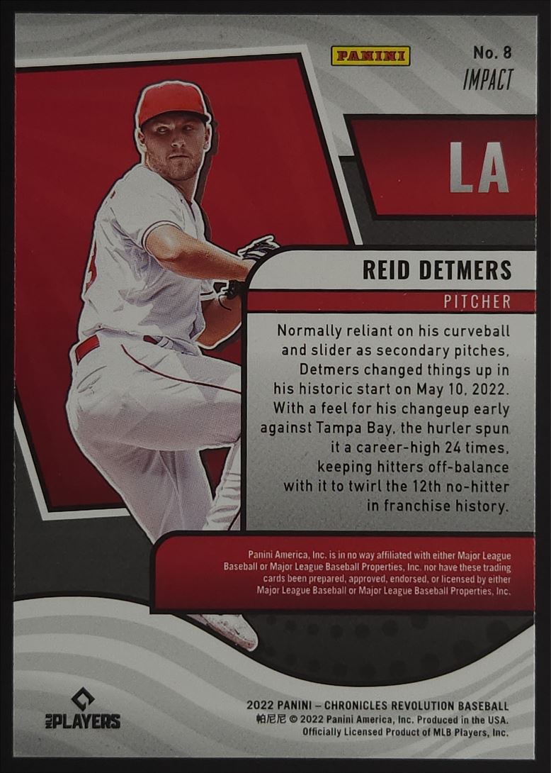 Reid Detmers 2022 Panini Chronicles Revolution Impact Rookie Card # 8
