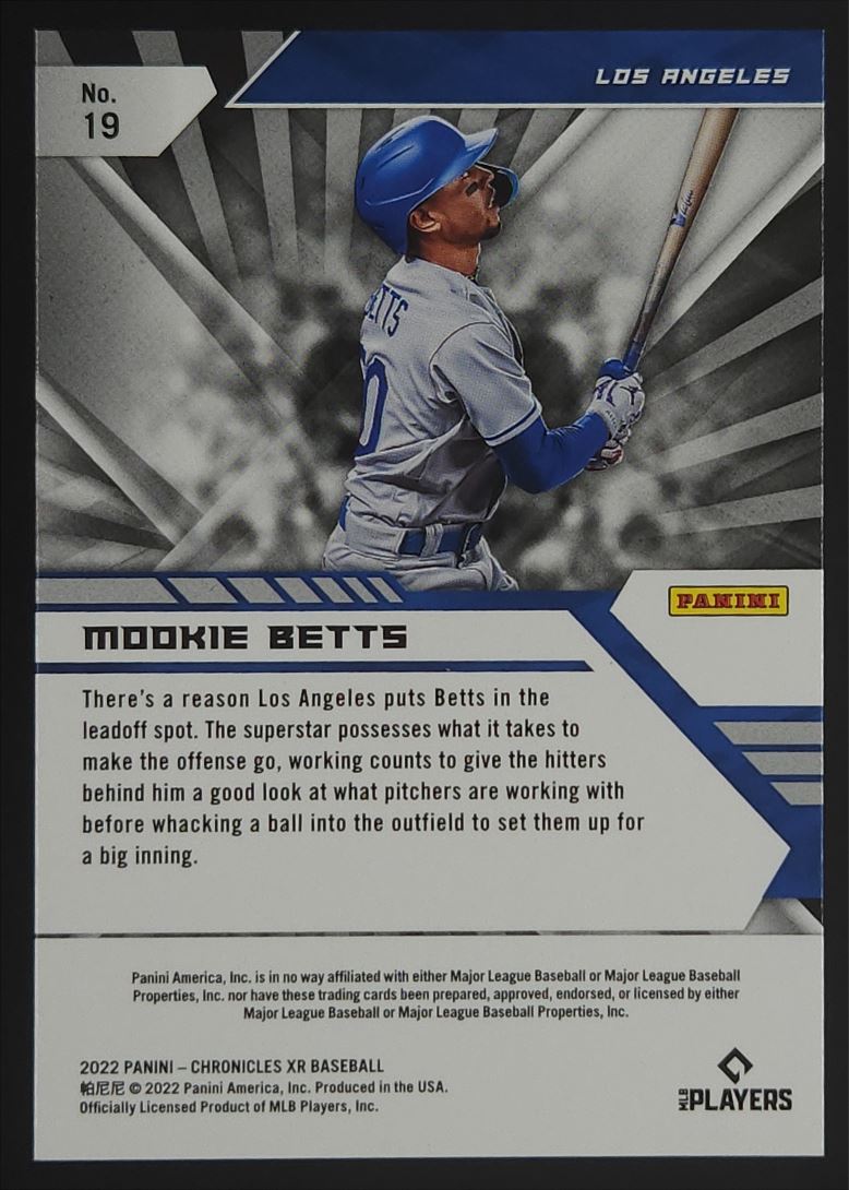 Mookie Betts 2022 Panini Chronicles XR Card # 19
