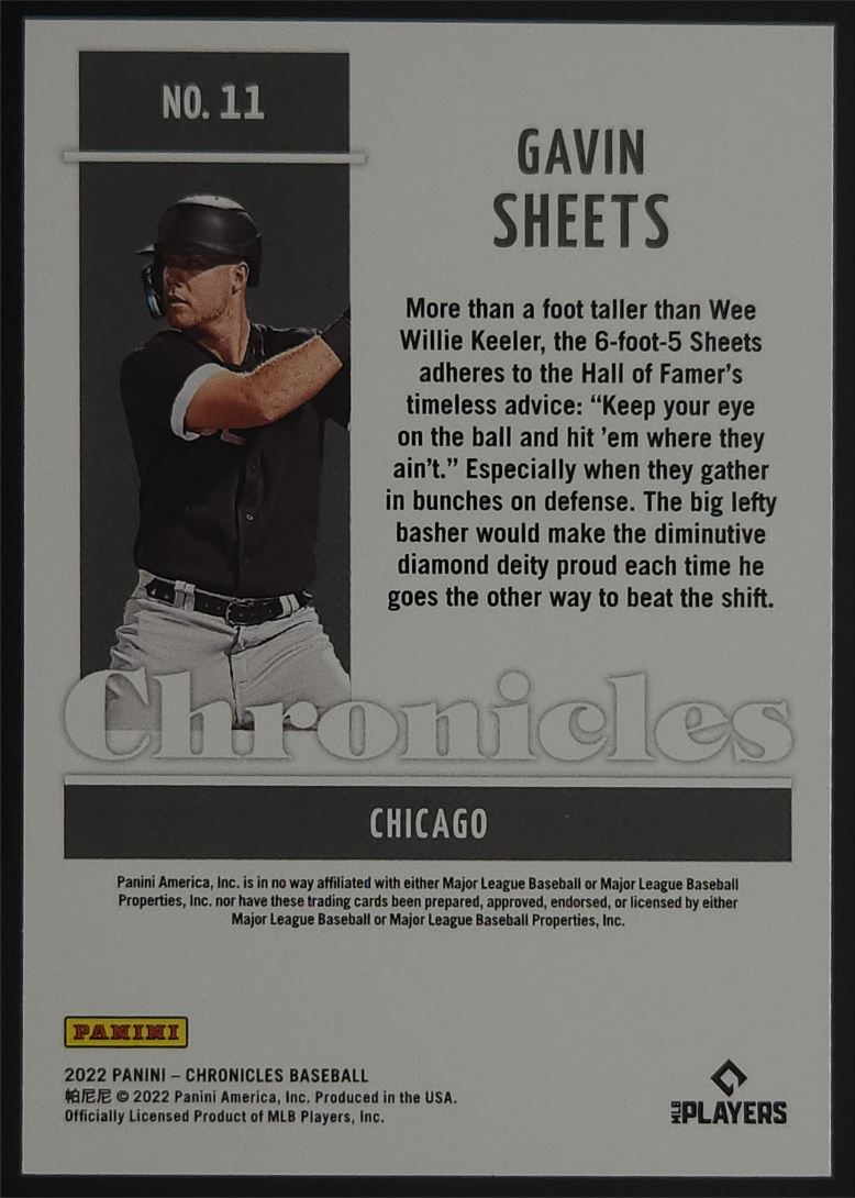 Gavin Sheets 2022 Panini Chronicles Rookie Card # 11