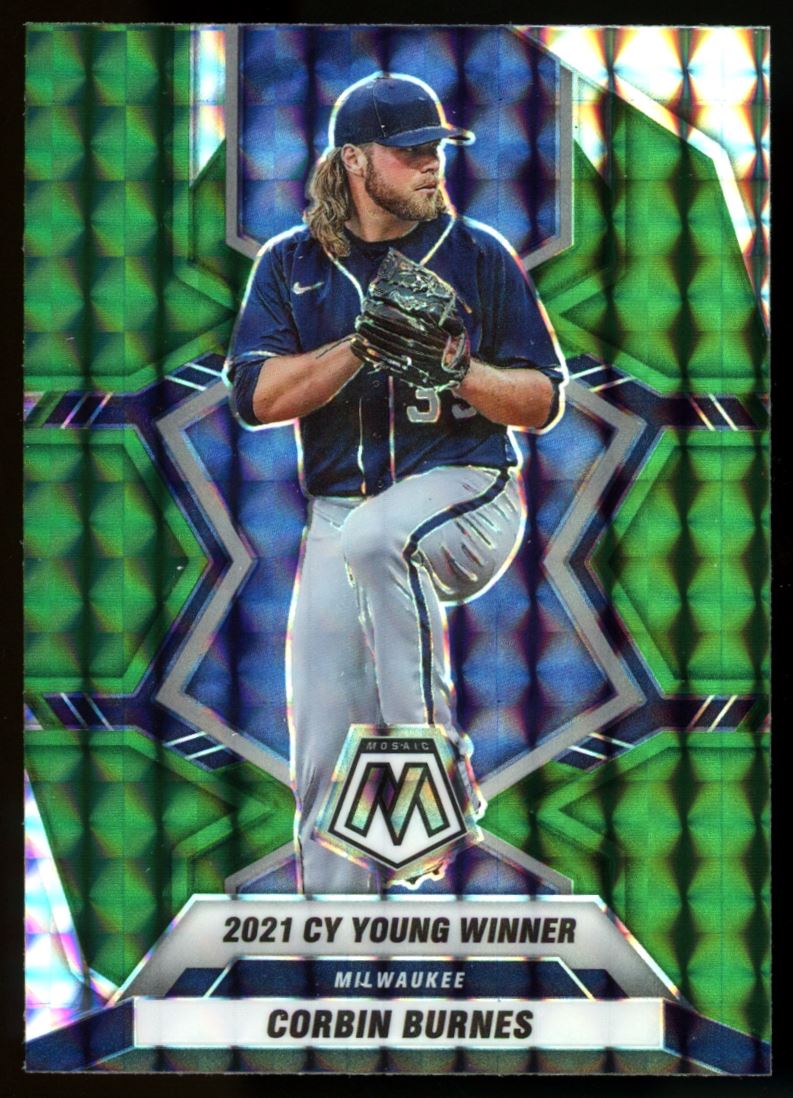 Corbin Burnes Green Prizm 2022 Panini Mosaic Baseball Card # 283