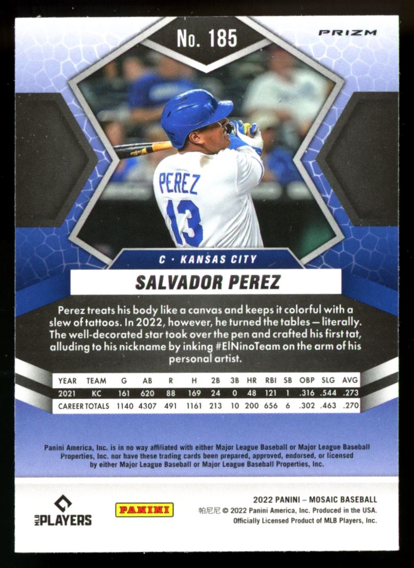 Salvador Perez Silver Mosaic Prizm 2022 Panini Mosaic Baseball Card # 185