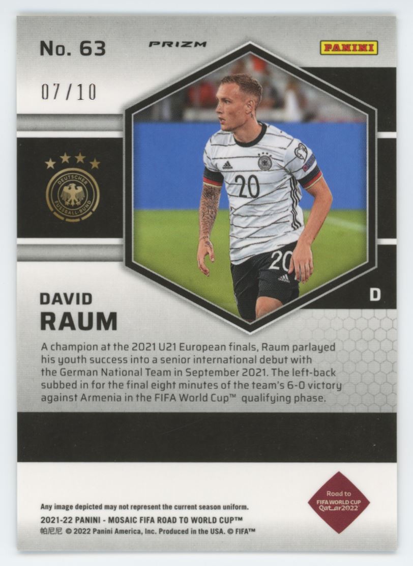 David Raum Gold Prizm Card# 63