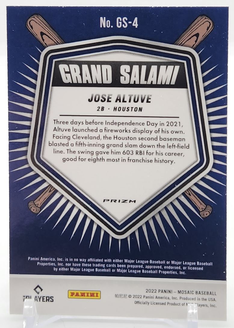 Jose Altuve Green Mosaic Prizm 2022 Panini Mosaic Grand Salami Card # GS-4