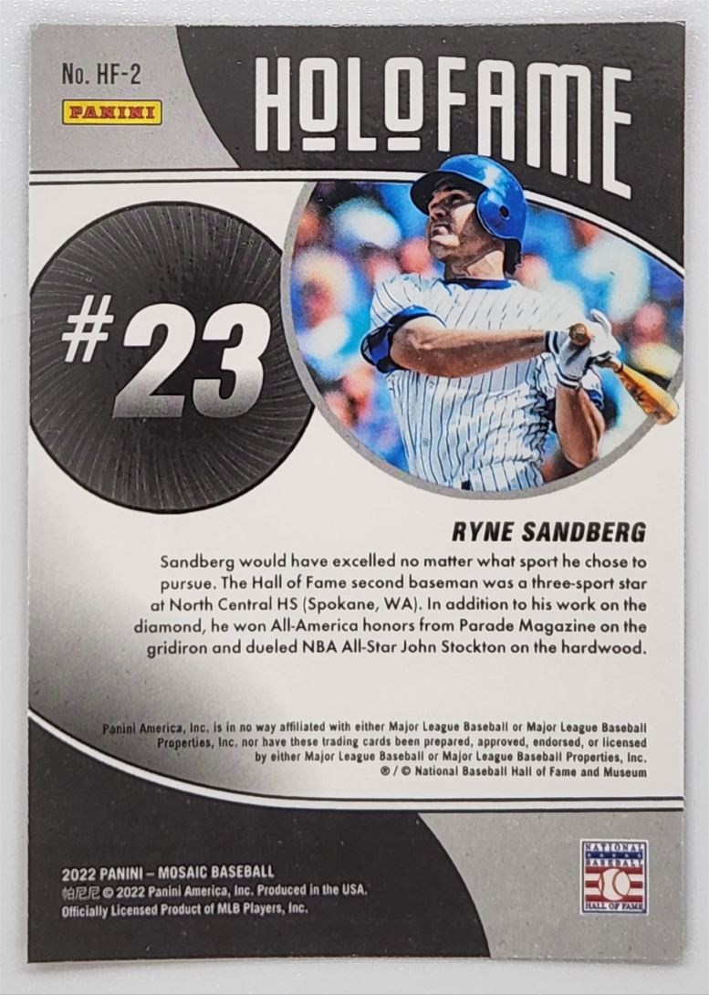 Ryne Sandberg 2022 Panini Mosaic HF-2 Card # HF-2