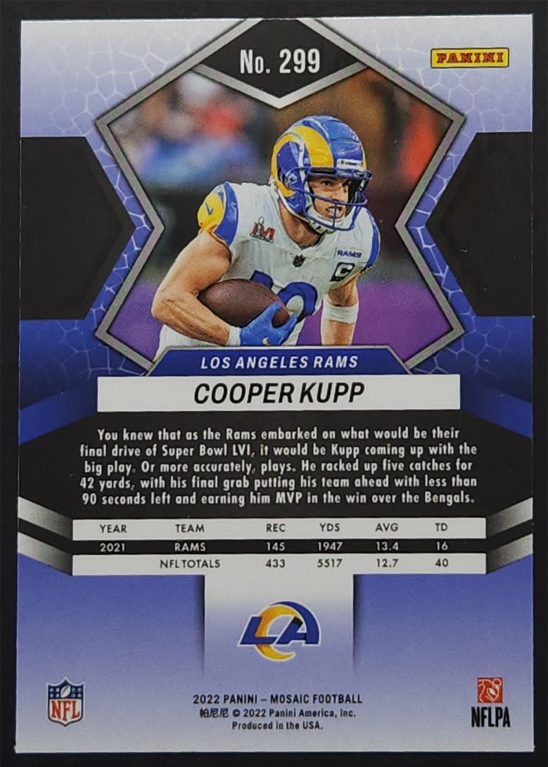 Cooper Kupp 2022 Panini Mosaic Super Bowl LVI MVP Card # 299