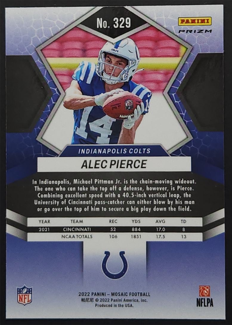 Alec Pierce Mosaic Prizm 2022 Panini Mosaic Rookie Card # 329