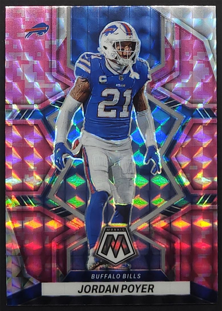 Jordan Poyer Pink Camo Prizm 2022 Panini Mosaic Card # 25