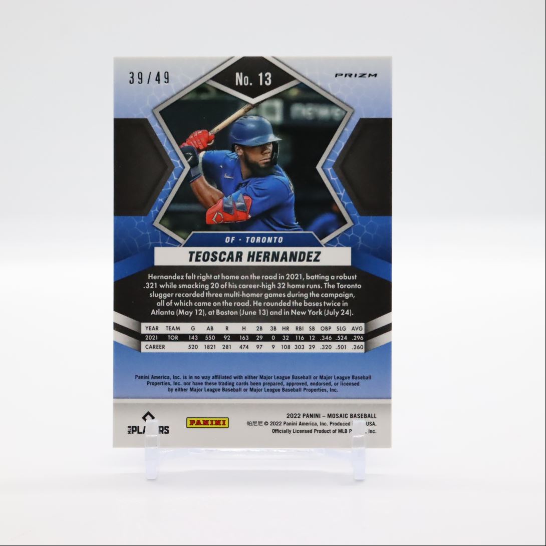 Teoscar Hernandez Purple Prizm /49 2022 Panini Mosaic Card # 13
