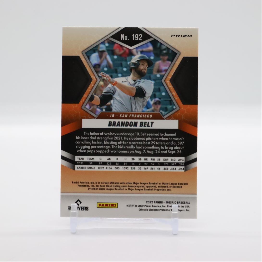 Brandon Belt Silver Prizm 2022 Panini Mosaic Card # 192