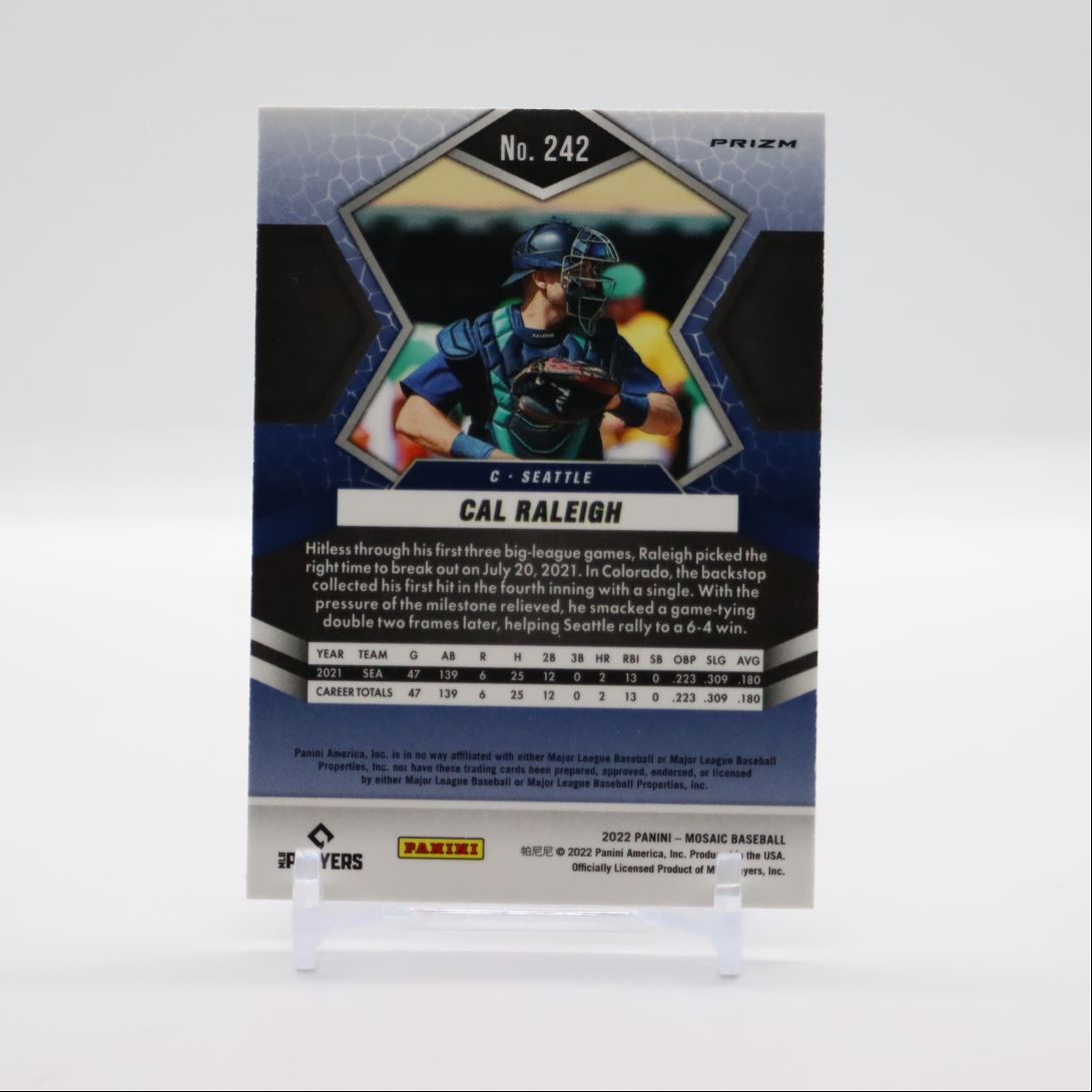 Cal Raleigh Silver Prizm 2022 Panini Mosaic Rookie Card # 242