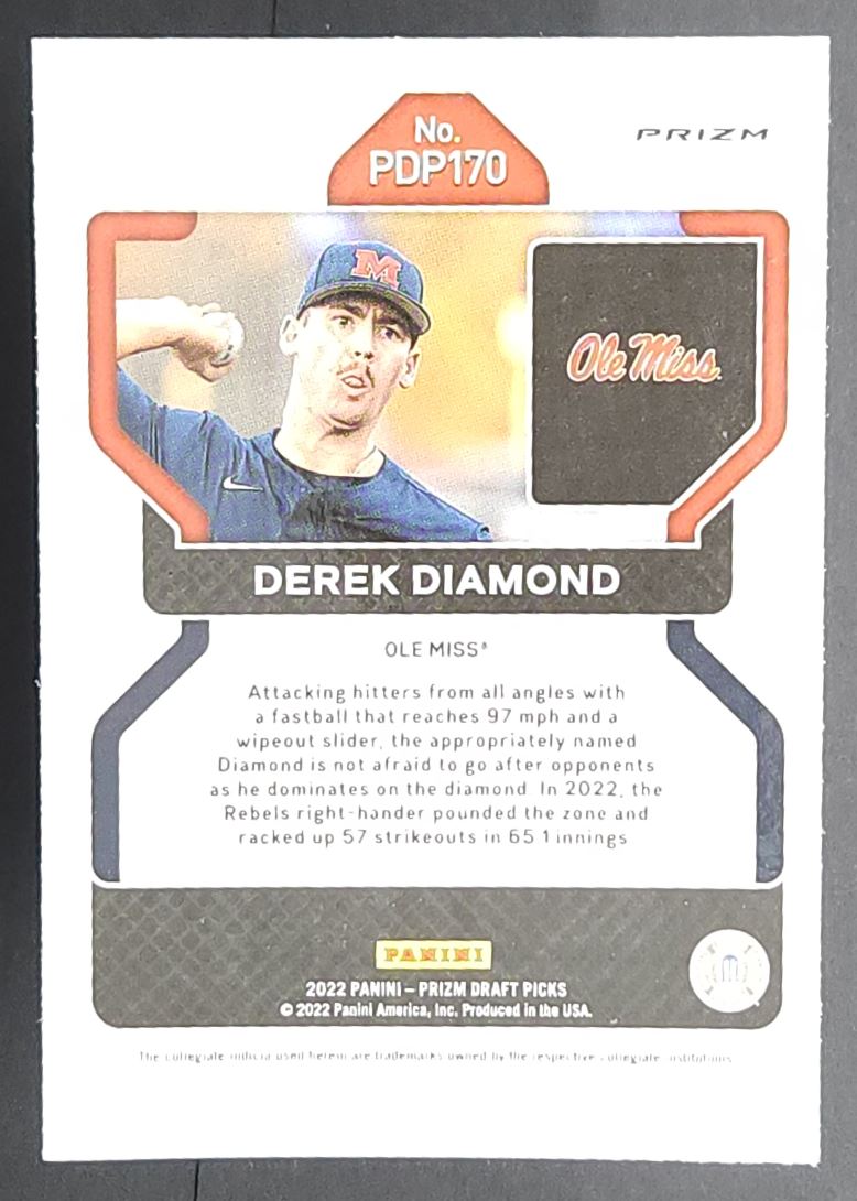 Derek Diamond Blue Prizm 2022 Panini Prizm Draft Picks Card # PDP170