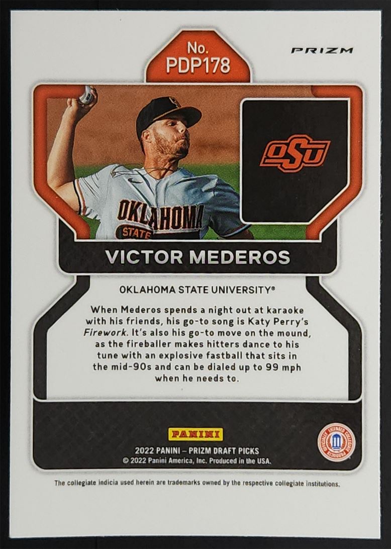 Victor Mederos Red Wave Prizm 2022 Panini Prizm Draft Picks Card # PDP178