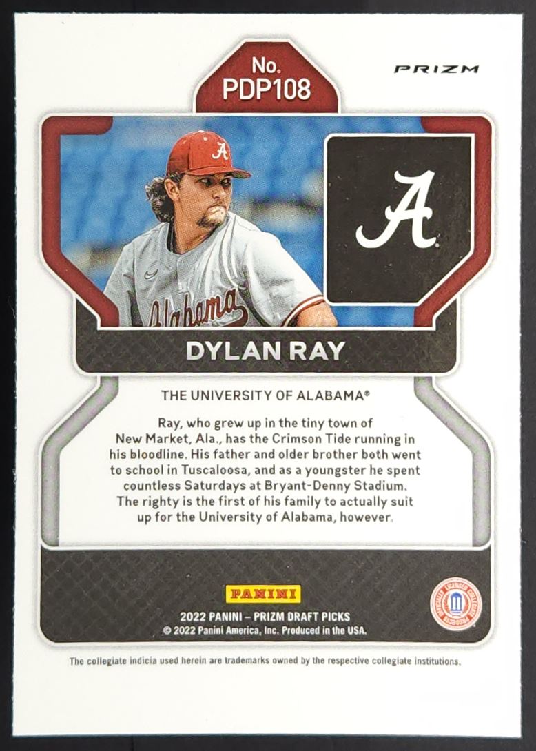Dylan Ray Silver Prizm 2022 Panini Prizm Draft Picks Card # PDP108