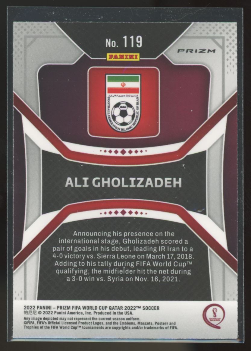 Ali Gholizadeh Green Ice 2022 Panini Prizm Road to FIFA World Cup Qatar 2022 Rookie Card # 119