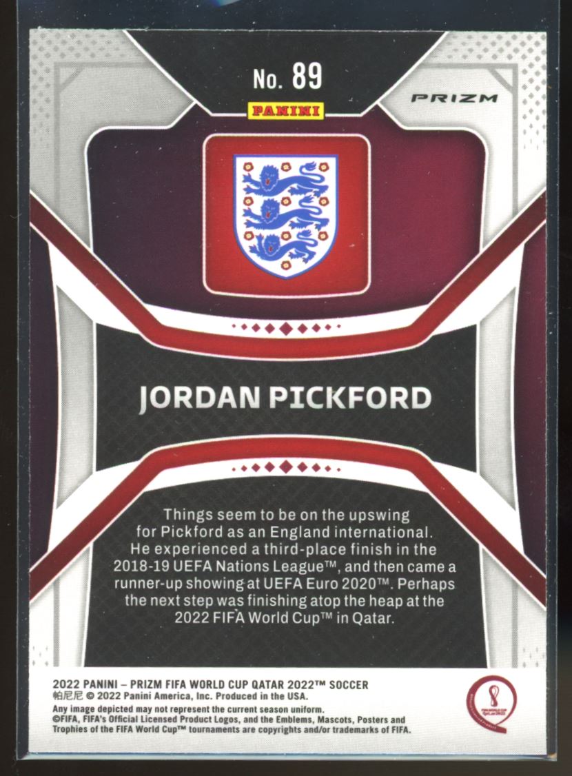 Jordan Pickford 2022 Panini Prizm World Cup Hyper Prizm Card # 89