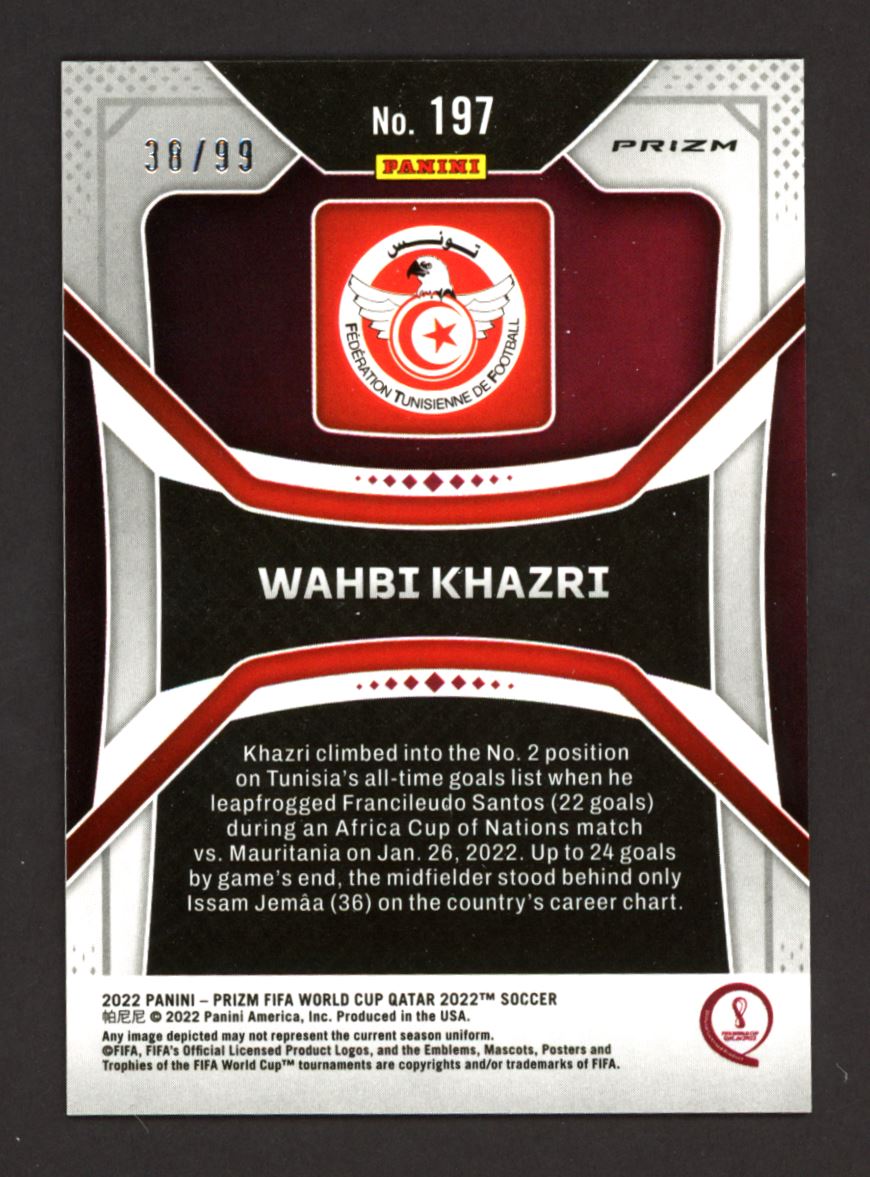 Wahbi Khazri Prizm /99 2022 Panini Prizm World Cup Red Mojo Card # 197