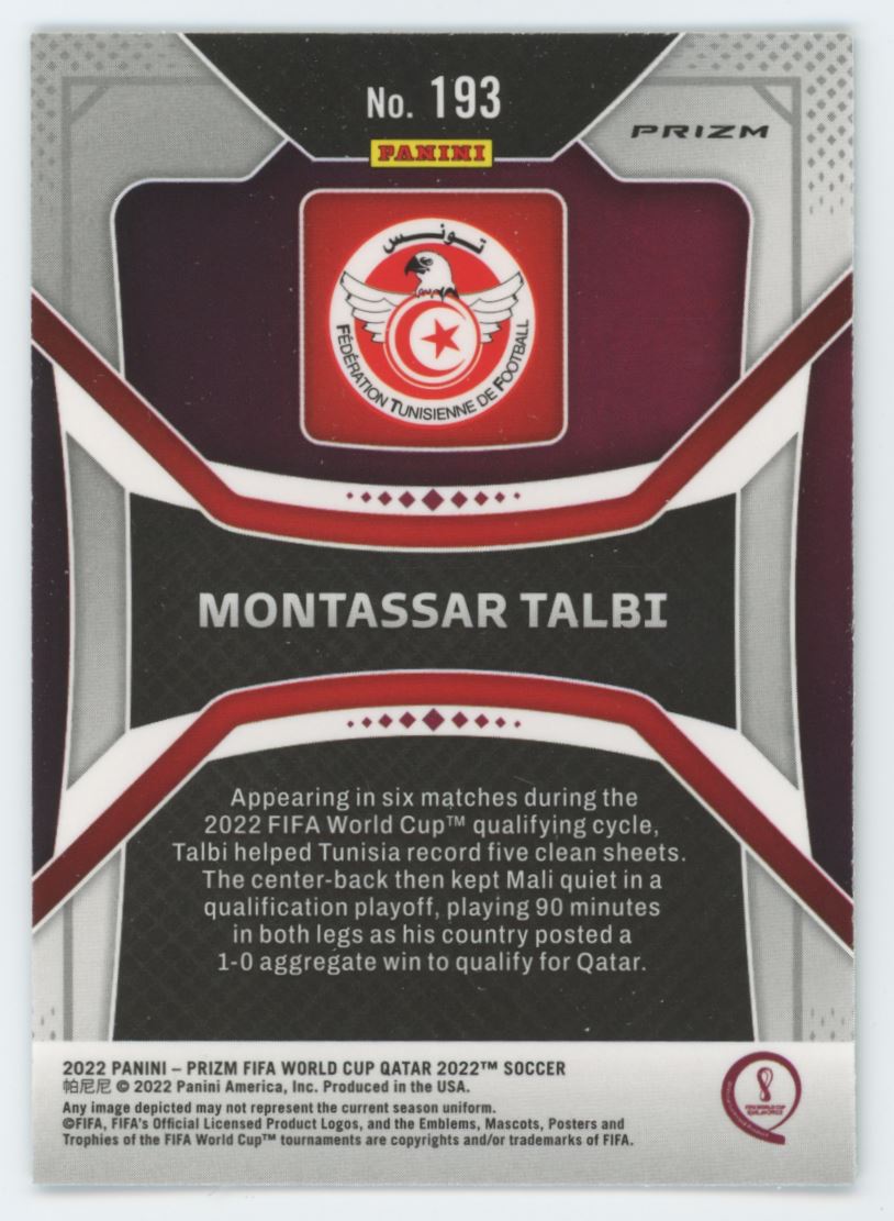 Montassar Talbi Green Wave Prizm 2022 Panini Road to FIFA World Cup Qatar 2022 Rookie Card # 193